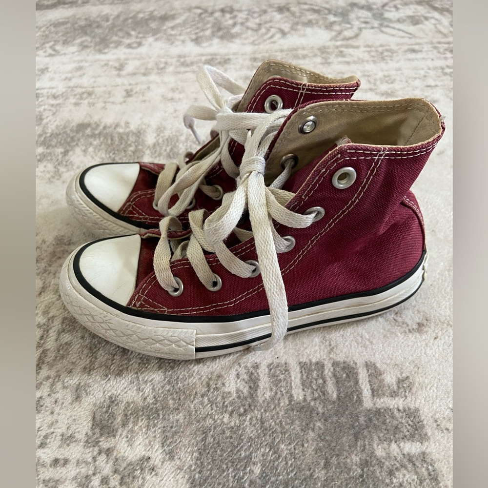 Kids Maroon Converse High-Tops Sneakers Sz 11 - Picture 4 of 10